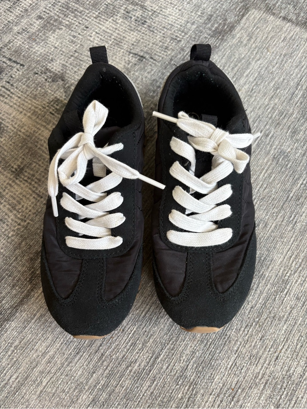 Boy’s Classic Black Casual Sneakers with White Laces